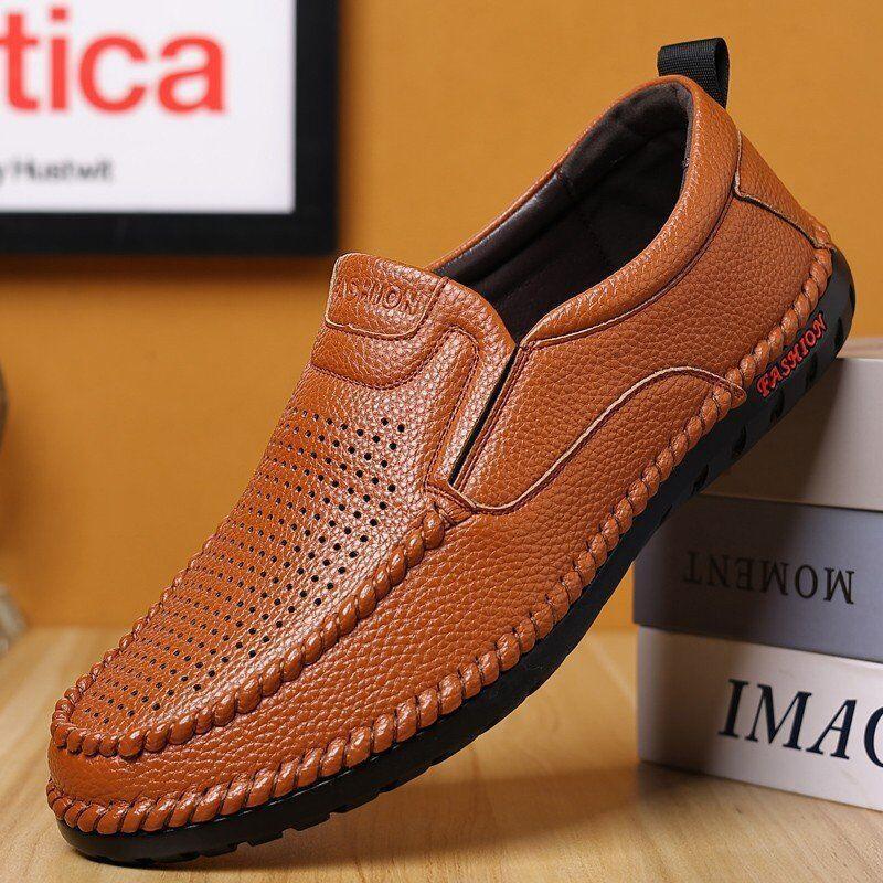 Handmade Genuine Leather Loafers Soft Casual Shoes for Men dress shoes Breathable Driving Shoes