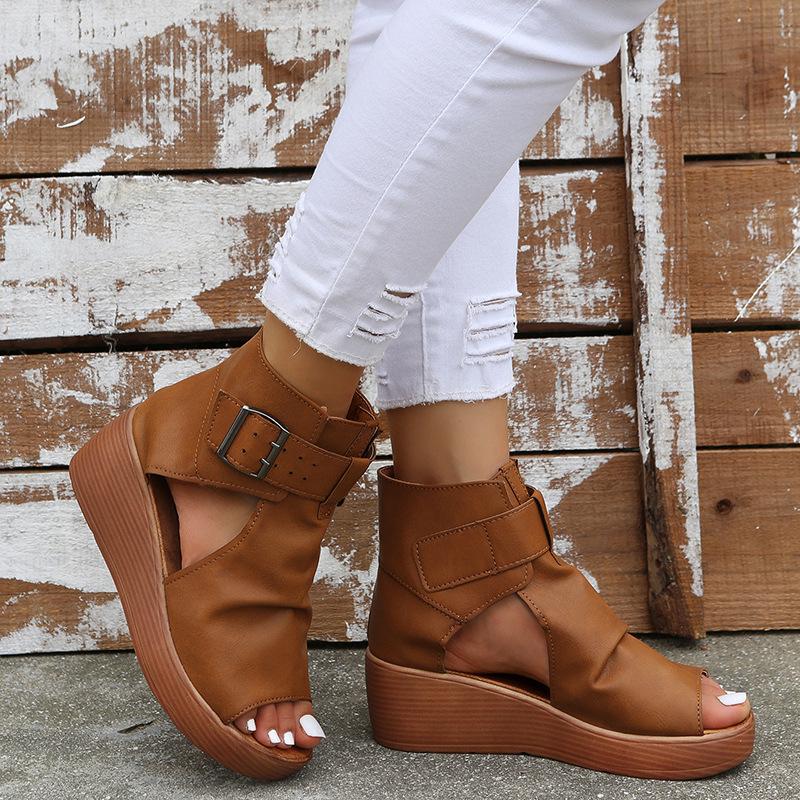 Roman wedge high top fishmouth sandals