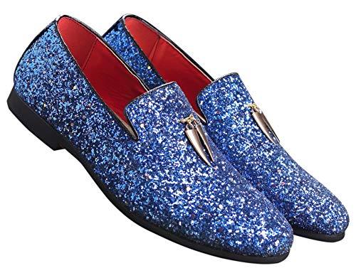 Mens Metallic Slip-on Glitter Fashion Smoking Slipper Moccasins Casual Dress Shoes