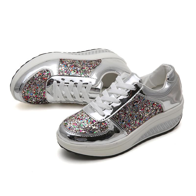 Stylish sequin ultra-light platform casual shoes
