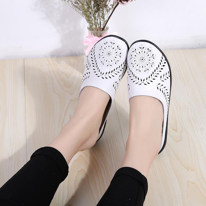 Leather Casual All-Match Hollow Slippers