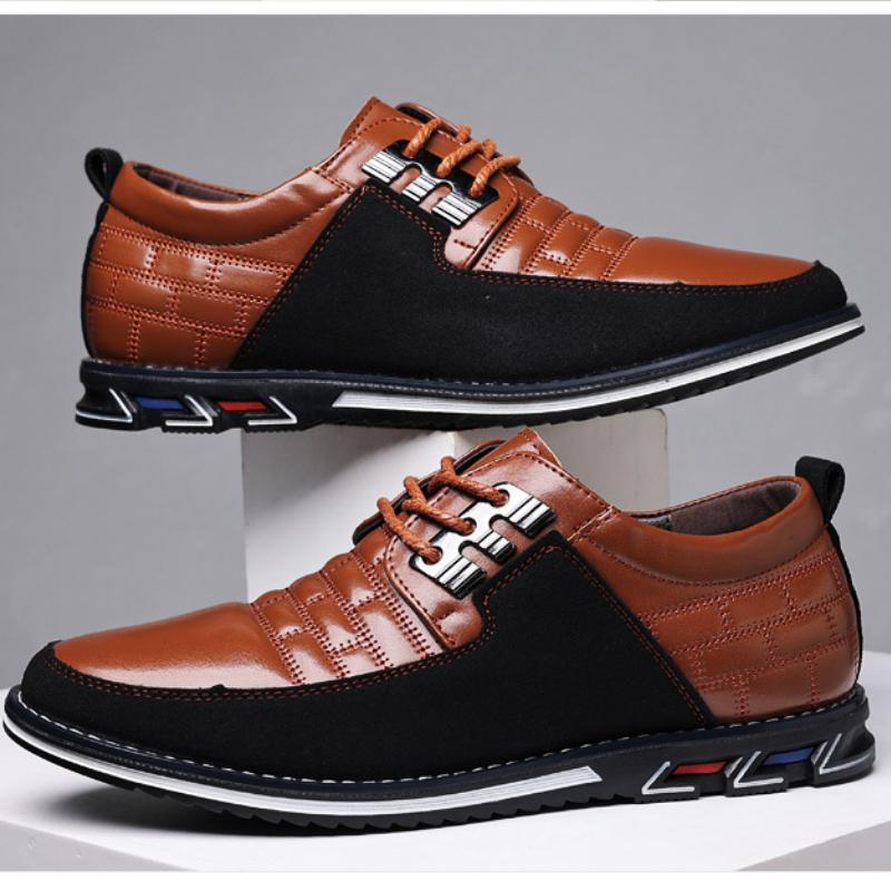 Men's No-Stripe Oxford Derby Orthopedic Leather Shoes