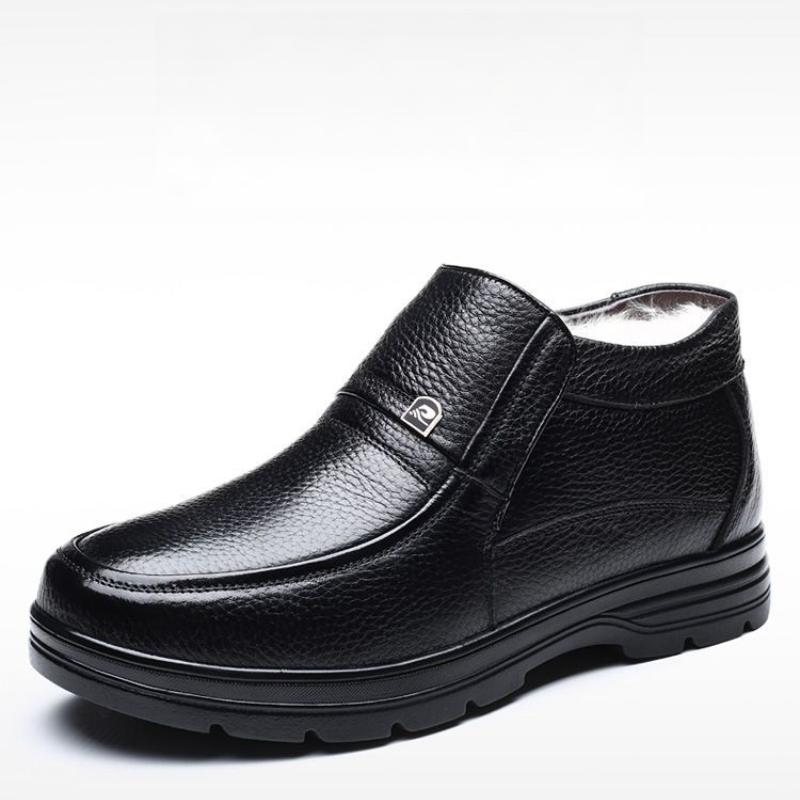 Leather cashmere plus size non-slip men's shoes