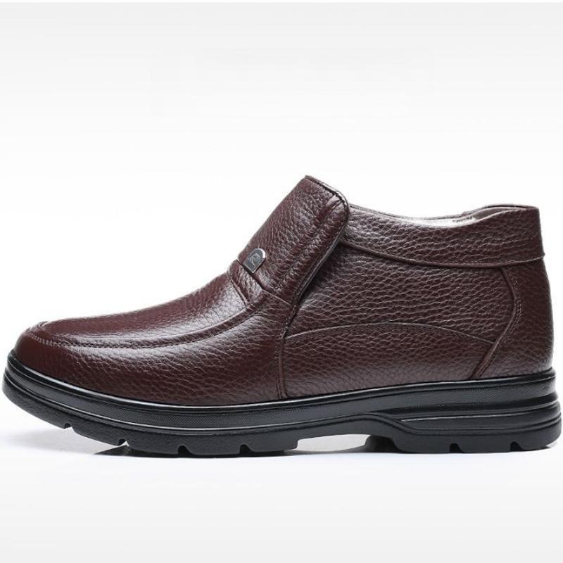 Leather cashmere plus size non-slip men's shoes