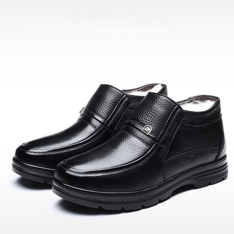 Leather cashmere plus size non-slip men's shoes